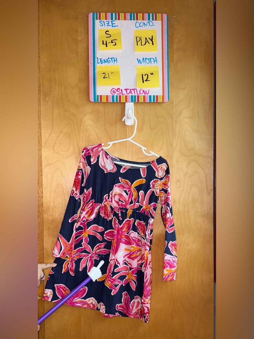 Lilly Pulitzer Girls Navy Blue Via Sunny Print Dress